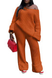 Cross border Supply New European and American Women's Casual Solid Color Loose Knitted Set