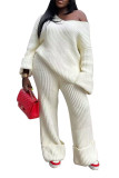 Cross border Supply New European and American Women's Casual Solid Color Loose Knitted Set