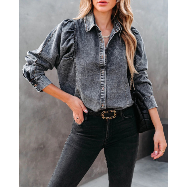high quality denim shirts women casual colored jeans tops for women ladies loose jean shirts blouse