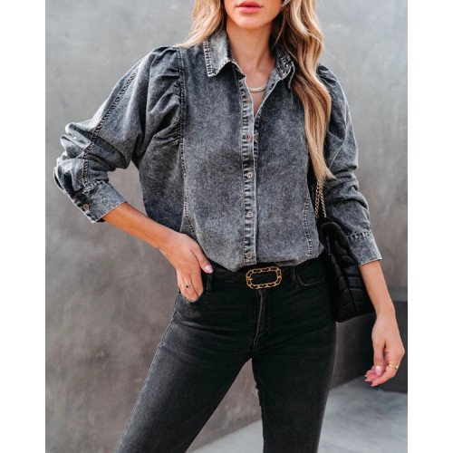 high quality denim shirts women casual colored jeans tops for women ladies loose jean shirts blouse