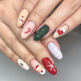 Wearing armor in Europe and America, Christmas gift collection, cotton gloves, snowflake hand lights, nail art set, fake nail patches