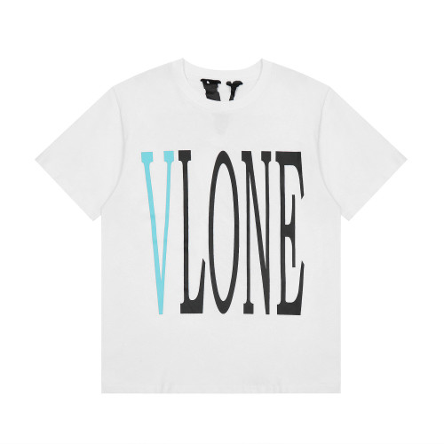 New VLONE FAST Graffiti Hand-painted Flower Big V Letter High Street Couple Round Neck Short Sleeve T-shirt Summer