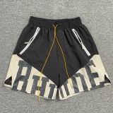 Meichao High Street RHUDE splicing contrasting letter logo printed drawstring capris casual shorts for summer fashion men and women