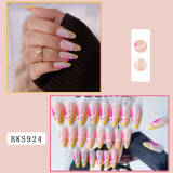 Wearing medium length almond nail patches, finished French line nail patches, fake nails, nail patches, pointed water drop nail patches