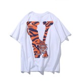Tiger Head Limited Tiger Pattern Large V Print Casual Loose Short sleeved T-shirt for Men and Women Couples
