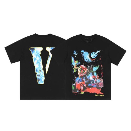 Cross border VLONE JERRY Star Wars Colored Print Big V Fashion Hip Hop Short sleeved T-shirt for Men and Women Summer