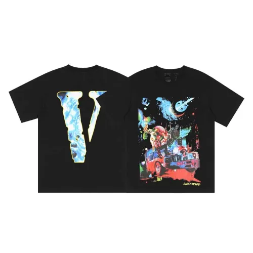 Cross border VLONE JERRY Star Wars Colored Print Big V Fashion Hip Hop Short sleeved T-shirt for Men and Women Summer