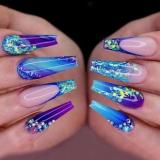 Wearing Nail Matte Gradient Rainbow Nail Sheet Camellia Nail Patch INS Style Wearing Nail Long French Nail Sheet