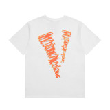 VLONE JERRY Graffiti Cute Letter Big V Printed Round Neck Beautiful Trendy High Street T-shirt Short sleeved Couple