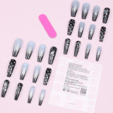 Wholesale of European and American nail patches for wearing, long styles, and explosive black gradient with diamond nail patches for finished INS style nail patches