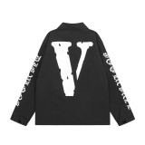 Autumn New Fashion Brand VLONE JERRY Gothic Letter Back Big V Print Flip Collar Men's and Women's Jackets