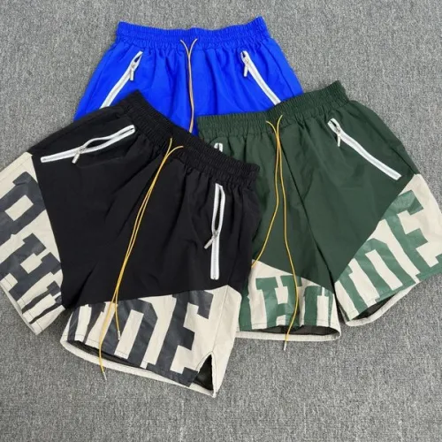 Meichao High Street RHUDE splicing contrasting letter logo printed drawstring capris casual shorts for summer fashion men and women