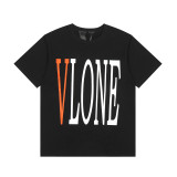 New VLONE FAST Graffiti Hand-painted Flower Big V Letter High Street Couple Round Neck Short Sleeve T-shirt Summer
