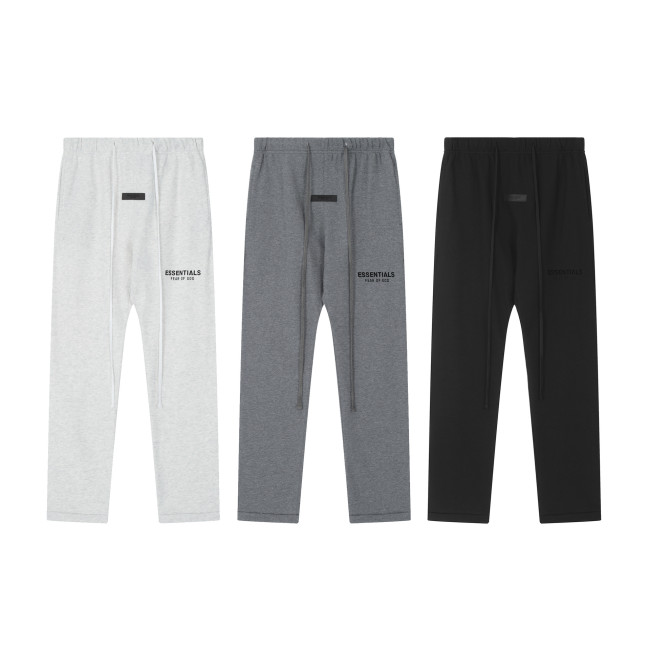 FEAR OF GOD double line ESSENTILAS small label flocked letter printed straight leg casual pants on Meichao High Street