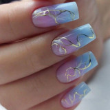 Wearing Nail Matte Gradient Rainbow Nail Sheet Camellia Nail Patch INS Style Wearing Nail Long French Nail Sheet