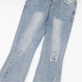 GALLERY DEPT TIDE distressed jeans, washed and distressed blue retro straight leg pants, unisex trendy