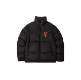 VLONE JERRY embroidered Sanskrit orange large V-letter fluffy down jacket jacket cotton jacket winter jacket