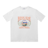 RHUDE Fashion Brand Sunset Center Face New Letter Print Oversize Loose Short sleeved T-shirt from Europe and America High Street