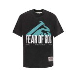 RRR123 x FOG co branded trendy brand wash vintage collection summer trend new round neck men's and women's short sleeved T-shirt