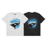 Cross border wholesale limited REPRESENT serrated shark print black round neck short sleeved T-shirt for men and women in summer fashion