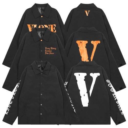Autumn New Fashion Brand VLONE JERRY Gothic Letter Back Big V Print Flip Collar Men's and Women's Jackets