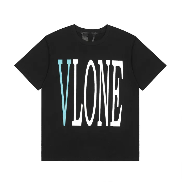 New VLONE FAST Graffiti Hand-painted Flower Big V Letter High Street Couple Round Neck Short Sleeve T-shirt Summer