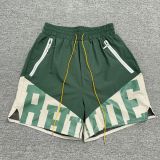Meichao High Street RHUDE splicing contrasting letter logo printed drawstring capris casual shorts for summer fashion men and women