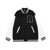 REVENGE chest R letter print patchwork contrasting cotton jacket baseball jacket XXX same style jacket unisex winter