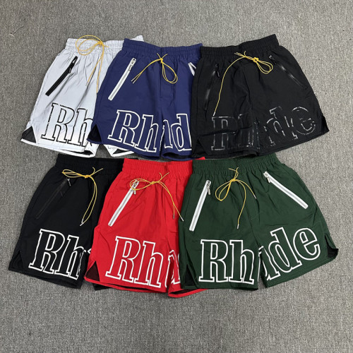 Meichao High Street RHUDE stroke border letter logo printed drawstring loose capris casual shorts for summer fashion men and women