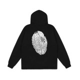 Cross border wholesale and distribution of REVENGE fingerprint letters printed black casual plush hoodies and hoodies for winter