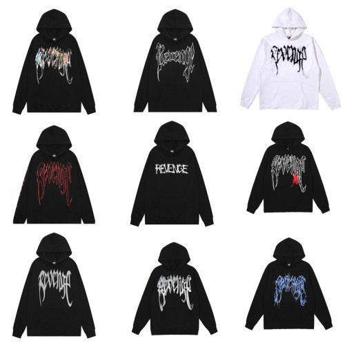 Revenge Embroidery Small Label Smoke Skull Paradise Print Beauty Trendy High Street Hoodie Hooded Hoodie Men's and Women's Autumn