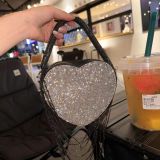 Wholesale Custom New Heart Shape Ladies  Rhinestone Tassel Handbag  Luxury Sparkling Diamond Party Evening Bag For Women