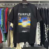 PURPLE letter printed round neck pullover short sleeved 2023 summer new European and American trendy brand T-shirt collection top