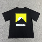American high street trendy brand RHUDE yellow sunset image letter print casual loose short sleeved T-shirt unisex summer