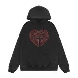 Gallery dept hand drawn graffiti with a heart cross pattern Vintage vintage hooded hoodie for autumn
