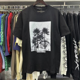 European and American fashion brand Purple Brand palm tree print high-quality pure cotton casual versatile short sleeved T-shirt for men and women
