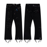 GALLERY DEPT TIDE Speckled Print with distressed edges and distressed black pants washed and distressed