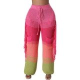 Women Clothes Multicolor Trousers For Ladies Wide Leg Knitted Pants Tassel Pants Women's Pants Knit Trousers