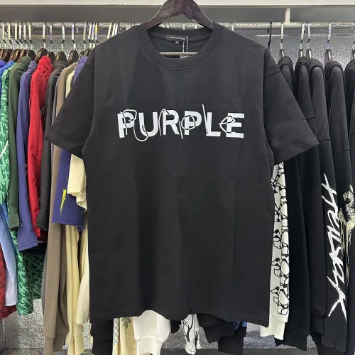 PURPLE letter printed round neck pullover short sleeved  new European and American trendy brand T-shirt collection top