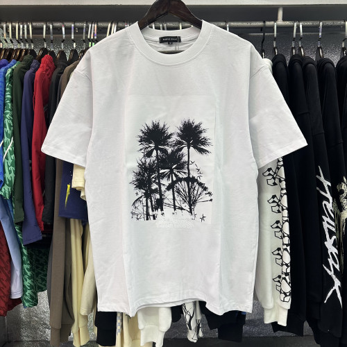 European and American fashion brand Purple Brand palm tree print high-quality pure cotton casual versatile short sleeved T-shirt for men and women