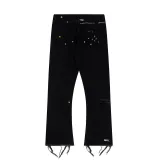 GALLERY DEPT TIDE Speckled Print with distressed edges and distressed black pants washed and distressed