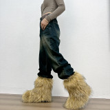 Gal winter cute niche Shibuya spicy girl fur boots in Europe and America, Y2K warm and personalized snow boots for women