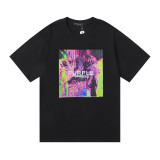 European and American street fashion brand purple brand with abstract purple elements printed on high-quality cotton casual short sleeved T-shirts
