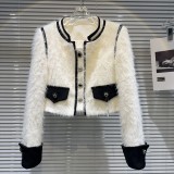 Internet celebrity's new winter style small fragrant style high setting water diamond buckle mink down inner tank short jacket top