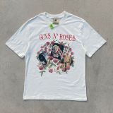 Wholesale direct sales Gunsn Rose Guns and Flowers Band front and back portrait printing, trendy hip-hop short sleeved T-shirts for men and women