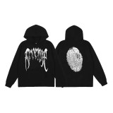 Cross border wholesale and distribution of REVENGE fingerprint letters printed black casual plush hoodies and hoodies for winter