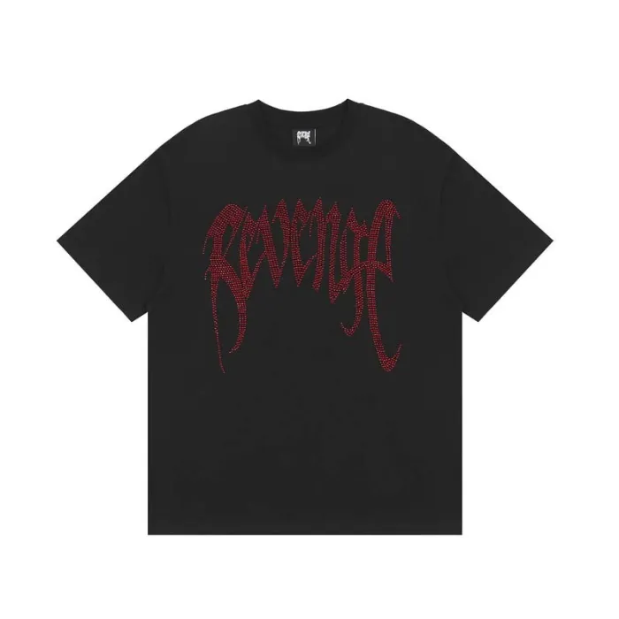 American Summer Trendy New Revenge Hot Diamond Logo High Street Leisure Round Neck Couple Short Sleeve