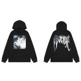 Revenge X Lil Durk Co branded New Product Dirty Braid Skull Printed Bone Design Letter Hooded Sweater for Men