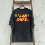 GALLERY DEPT TIDE Rainbow Gold Stamping 3D Visual Letter Print Retro Worn Washed Short Sleeve T-shirt Summer