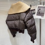 Internet celebrity's new winter niche fleece large lapel spicy girl short bread jacket down jacket